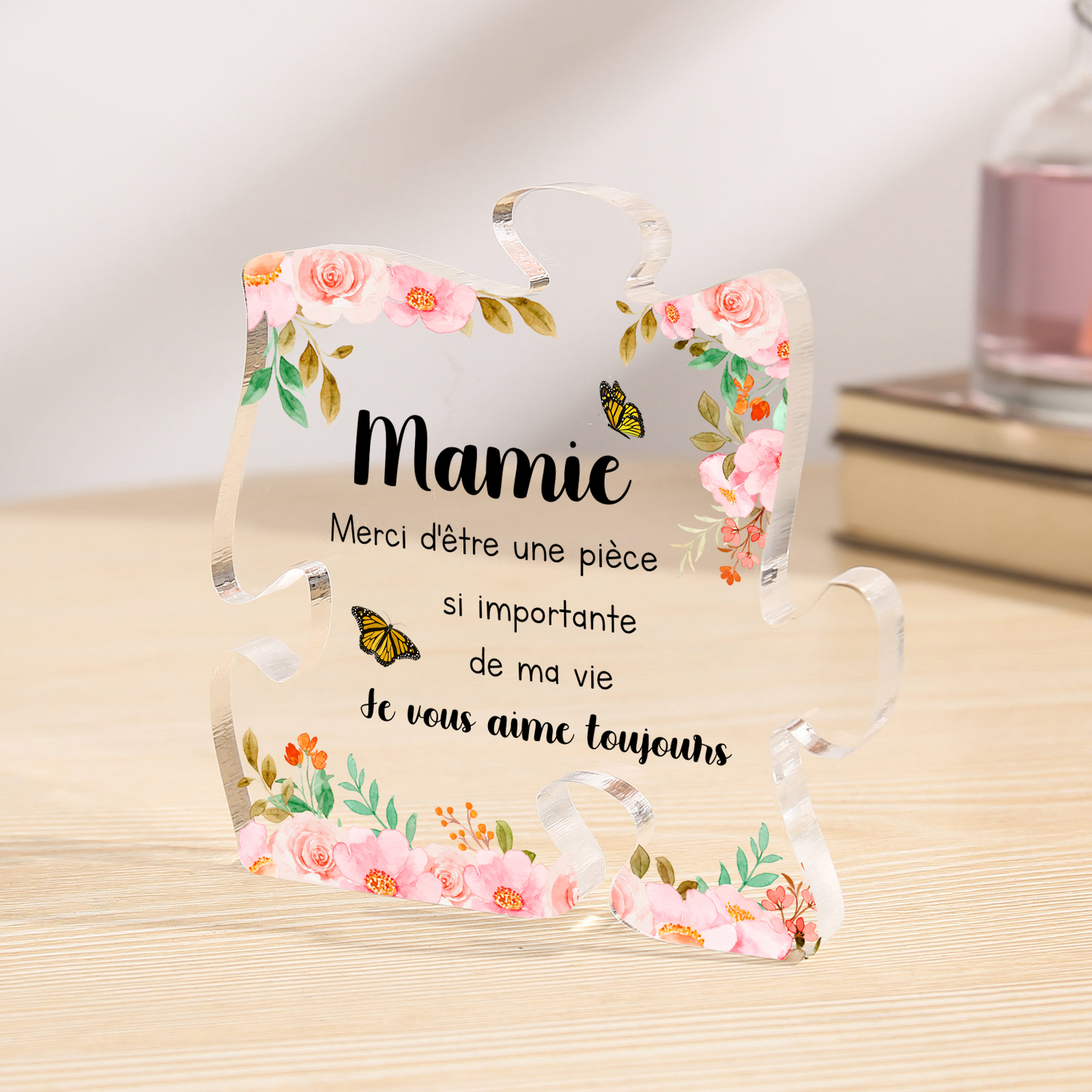 À ma Mamie Plaque Acrylique en forme de Puzzle Texte Personnalisé | Jessemade