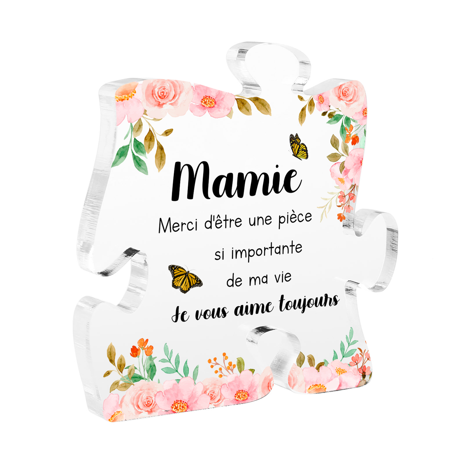 À ma Mamie Plaque Acrylique en forme de Puzzle Texte Personnalisé | Je