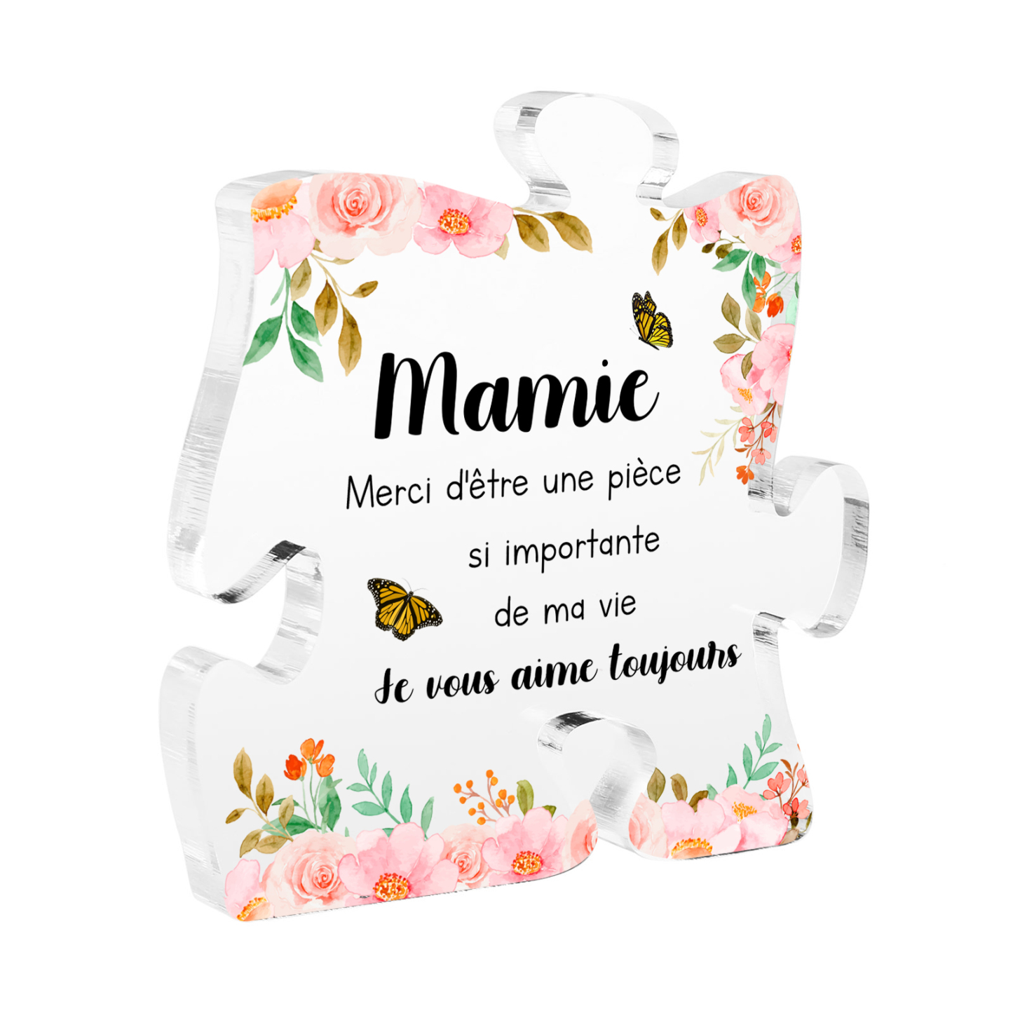 À ma Mamie Plaque Acrylique en forme de Puzzle Texte Personnalisé | Je