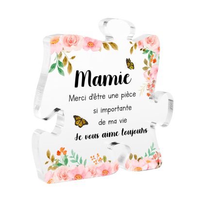 À ma Mamie Plaque Acrylique en forme de Puzzle Texte Personnalisé | Je