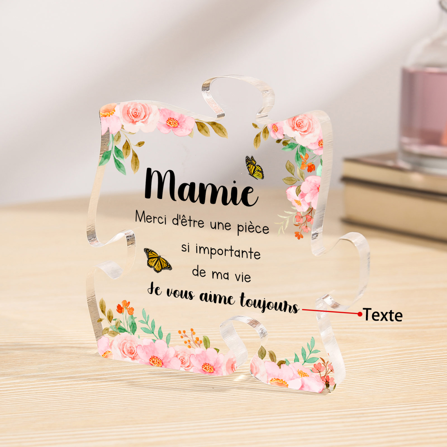 À ma Mamie Plaque Acrylique en forme de Puzzle Texte Personnalisé | Jessemade