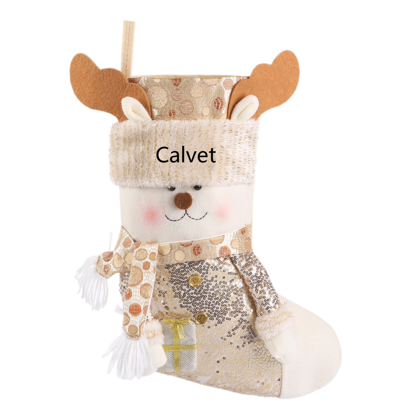 Décoration Chaussette en tissu Renne Sac Cabas de Noël 1 Prénom Personnalisé Cadeau pour enfant | Jessemade