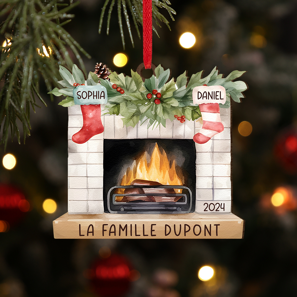 [Copy]Ornements de Noël en Résine avec 4 Poupées 4 Prénoms Personnalisés avec Texte