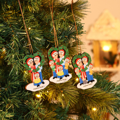 Décoration Sapin Noël Cœur 3 Prénoms Personnalisés avec Texte Ornement Sapin en Bois Cadeau pour Famille | Jessemade
