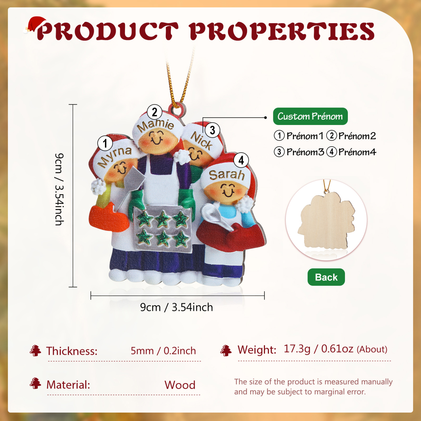À Mamie Ornements en bois Sapin Noël 4 Prénoms Personnalisés avec Texte Ornement Maison et Sapin en Bois pour Famille | Jessemade