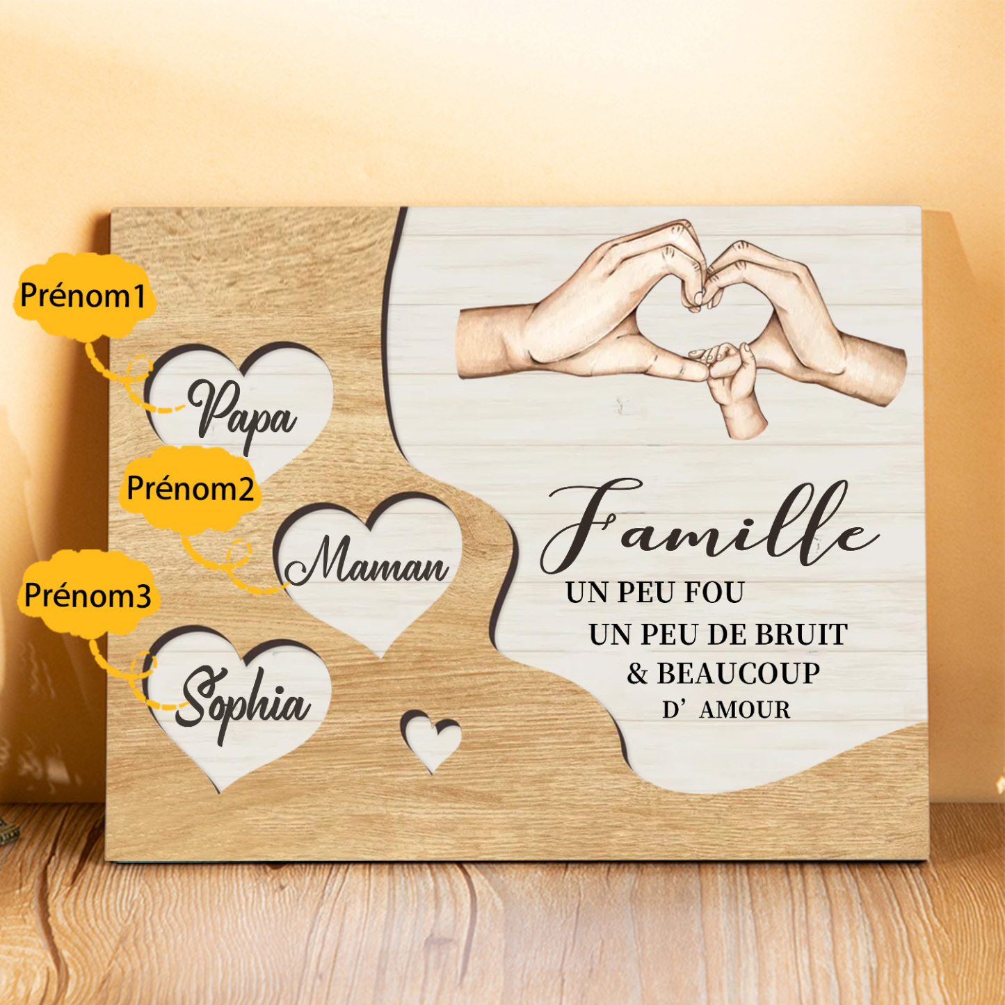 À ma Mamie et Papi Cadre en Bois 3 Prénoms Personnalisés Cadeau pour Noël | Jessemade