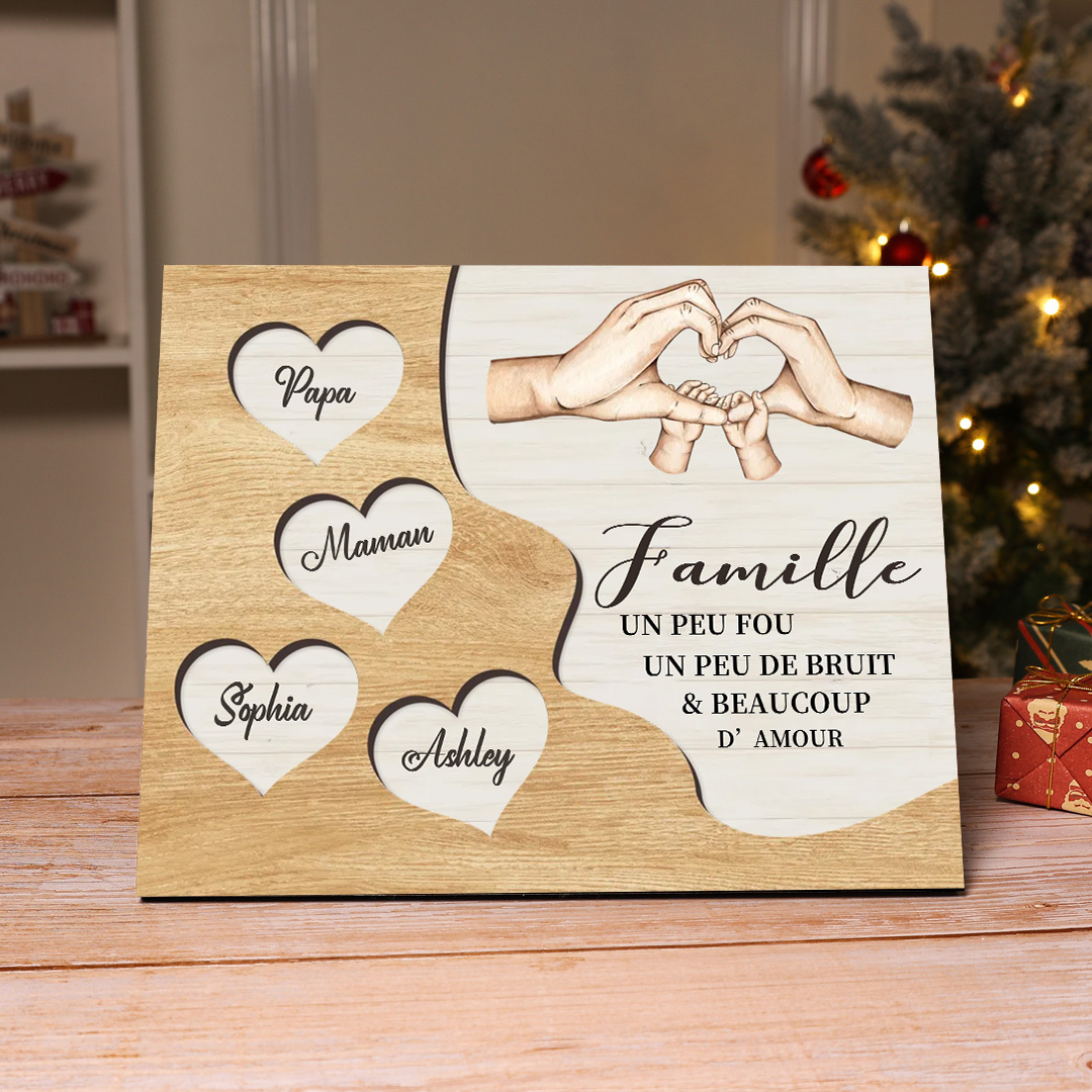 À ma Mamie et Papi Cadre en Bois 4 Prénoms Personnalisés Cadeau pour Noël | Jessemade