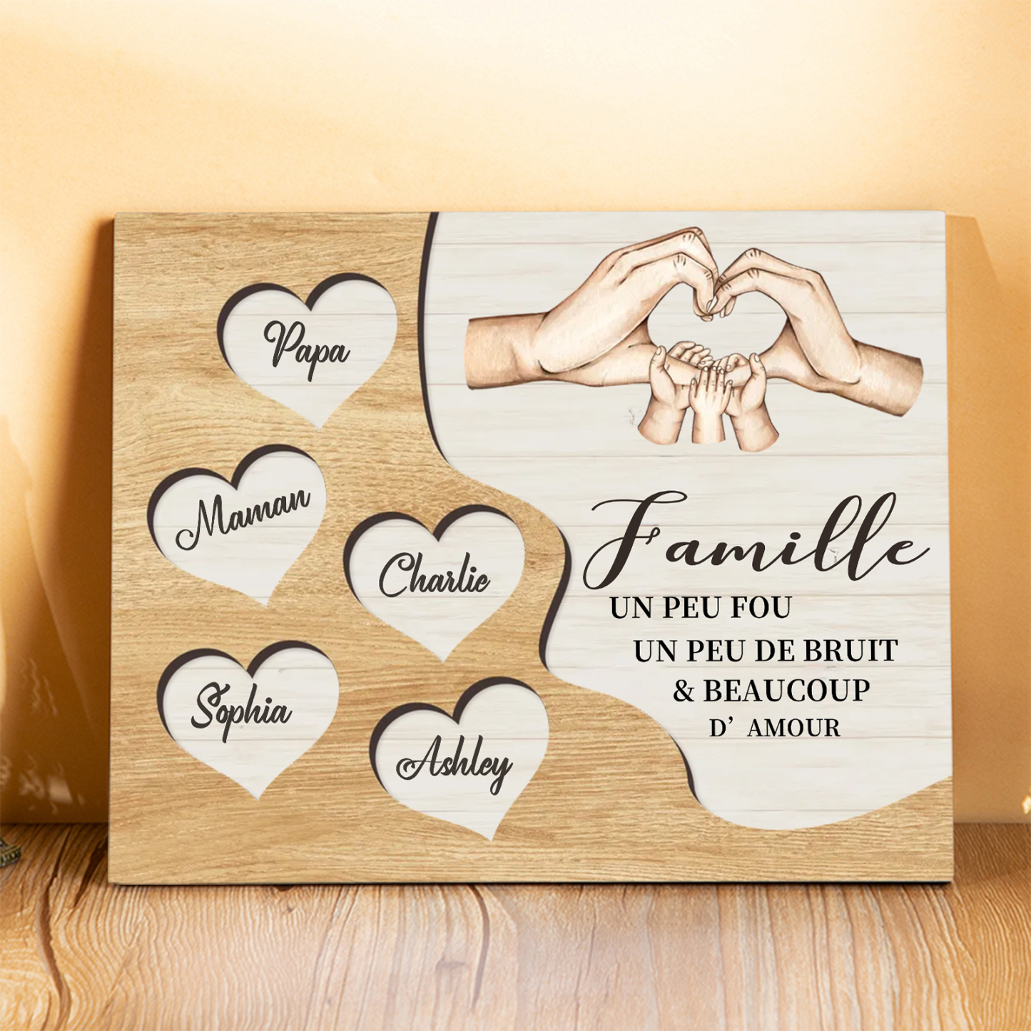 À ma Mamie et Papi Cadre en Bois 5 Prénoms Personnalisés Cadeau pour Noël | Jessemade