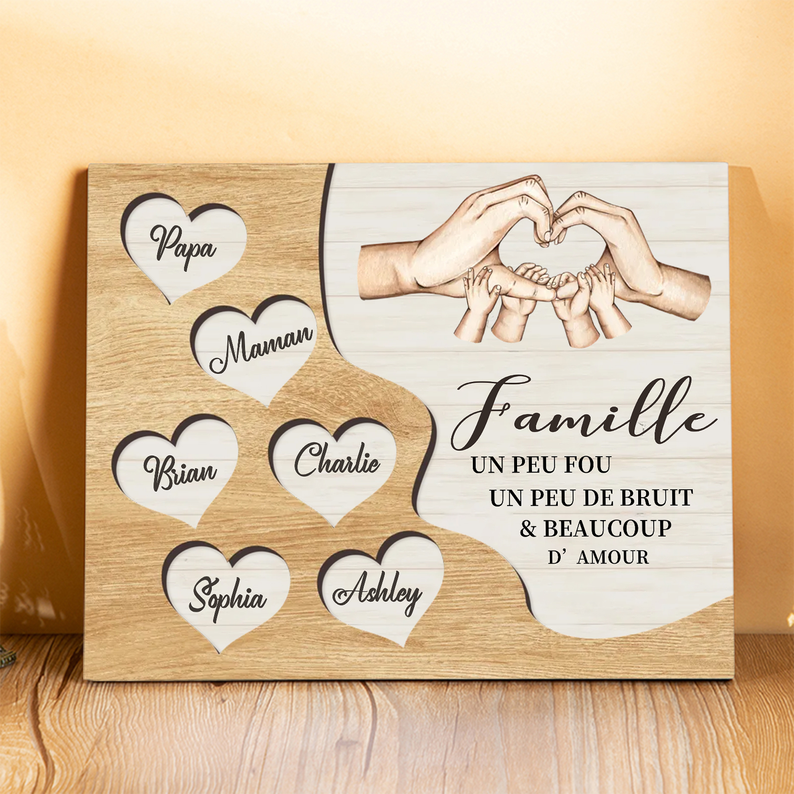 À ma Mamie et Papi  Cadre en Bois 6 Prénoms Personnalisés Cadeau pour Noël | Jessemade