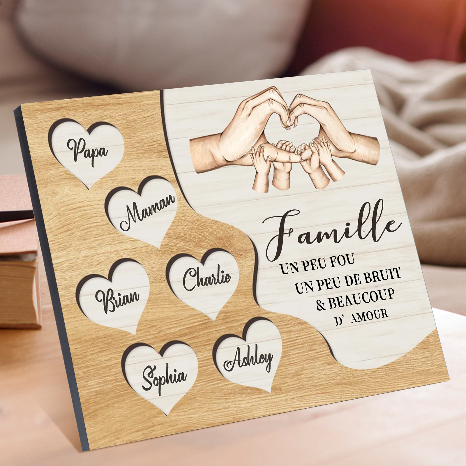 À ma Mamie et Papi  Cadre en Bois 6 Prénoms Personnalisés Cadeau pour Noël | Jessemade