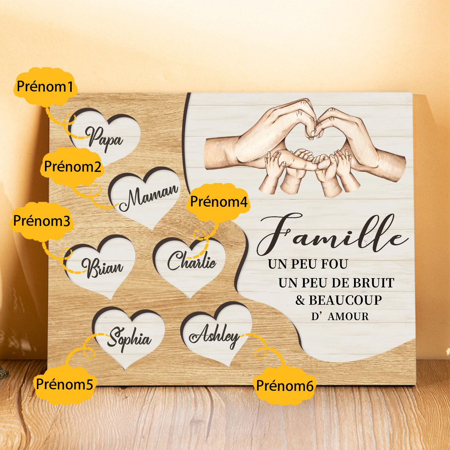 À ma Mamie et Papi  Cadre en Bois 6 Prénoms Personnalisés Cadeau pour Noël | Jessemade