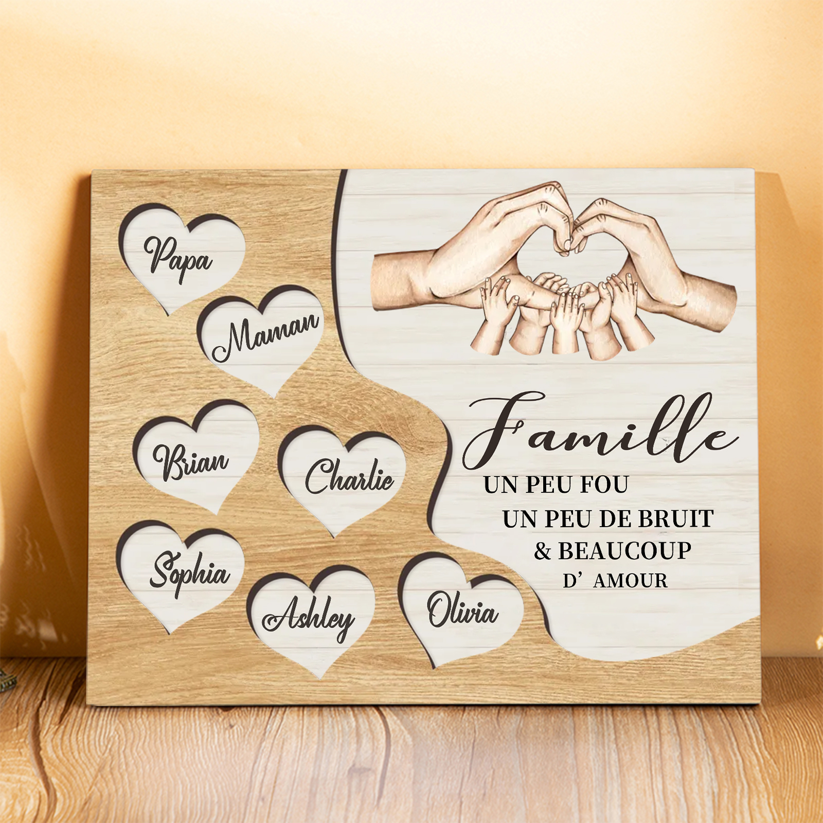 À ma Mamie et Papi  Cadre en Bois 7 Prénoms Personnalisés Cadeau pour Noël | Jessemade