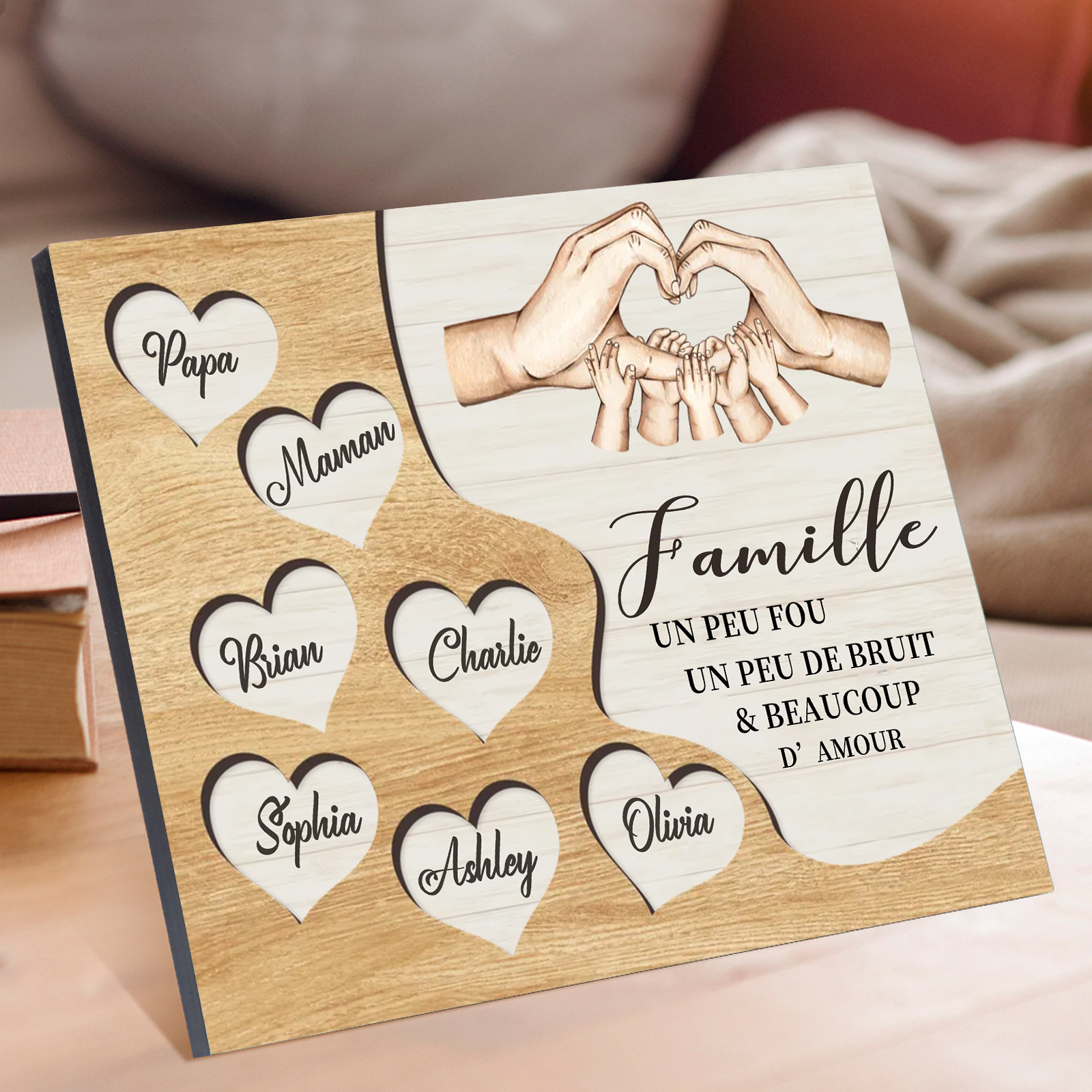 À ma Mamie et Papi  Cadre en Bois 7 Prénoms Personnalisés Cadeau pour Noël | Jessemade