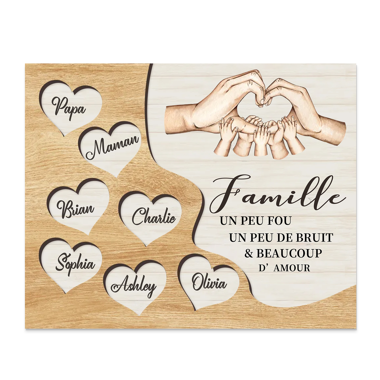 À ma Mamie et Papi Cadre en Bois 7 Prénoms Personnalisés Cadeau pour N