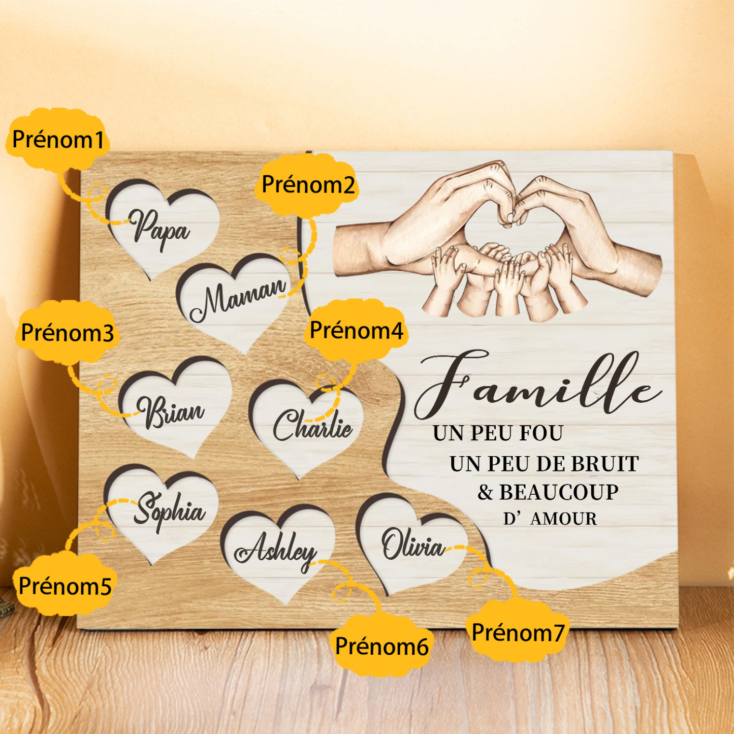 À ma Mamie et Papi  Cadre en Bois 7 Prénoms Personnalisés Cadeau pour Noël | Jessemade