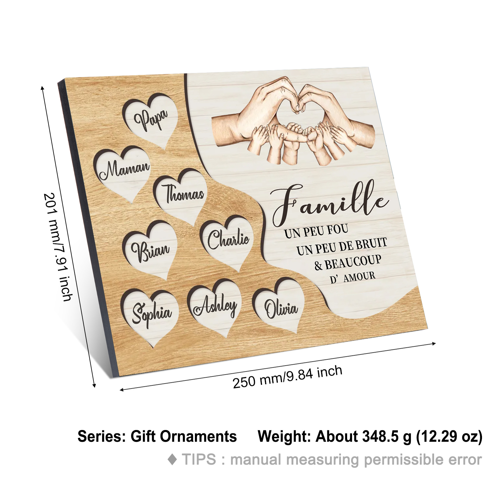 À ma Mamie et Papi  Cadre en Bois 8 Prénoms Personnalisés Cadeau pour Noël | Jessemade