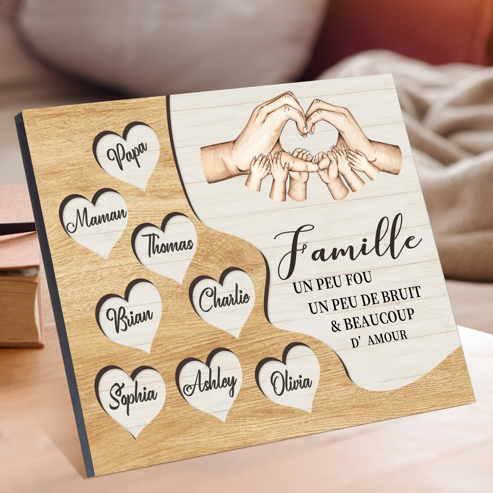 À ma Mamie et Papi  Cadre en Bois 8 Prénoms Personnalisés Cadeau pour Noël | Jessemade