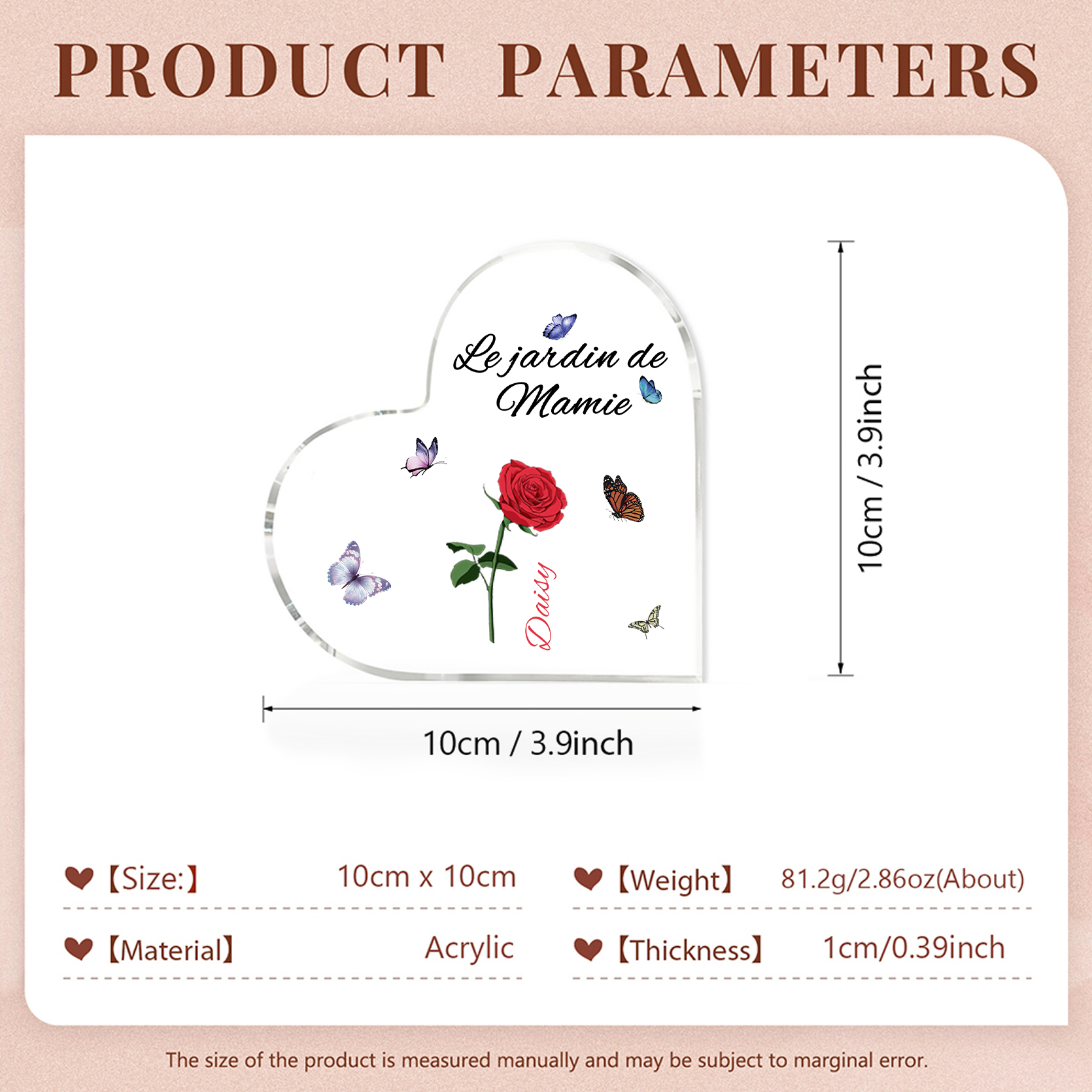 Plaque Acrylique Fleur Le jardin de Mamie 1 Prénom Personnalisé avec texte Cadeau pour mamie | Jessemade