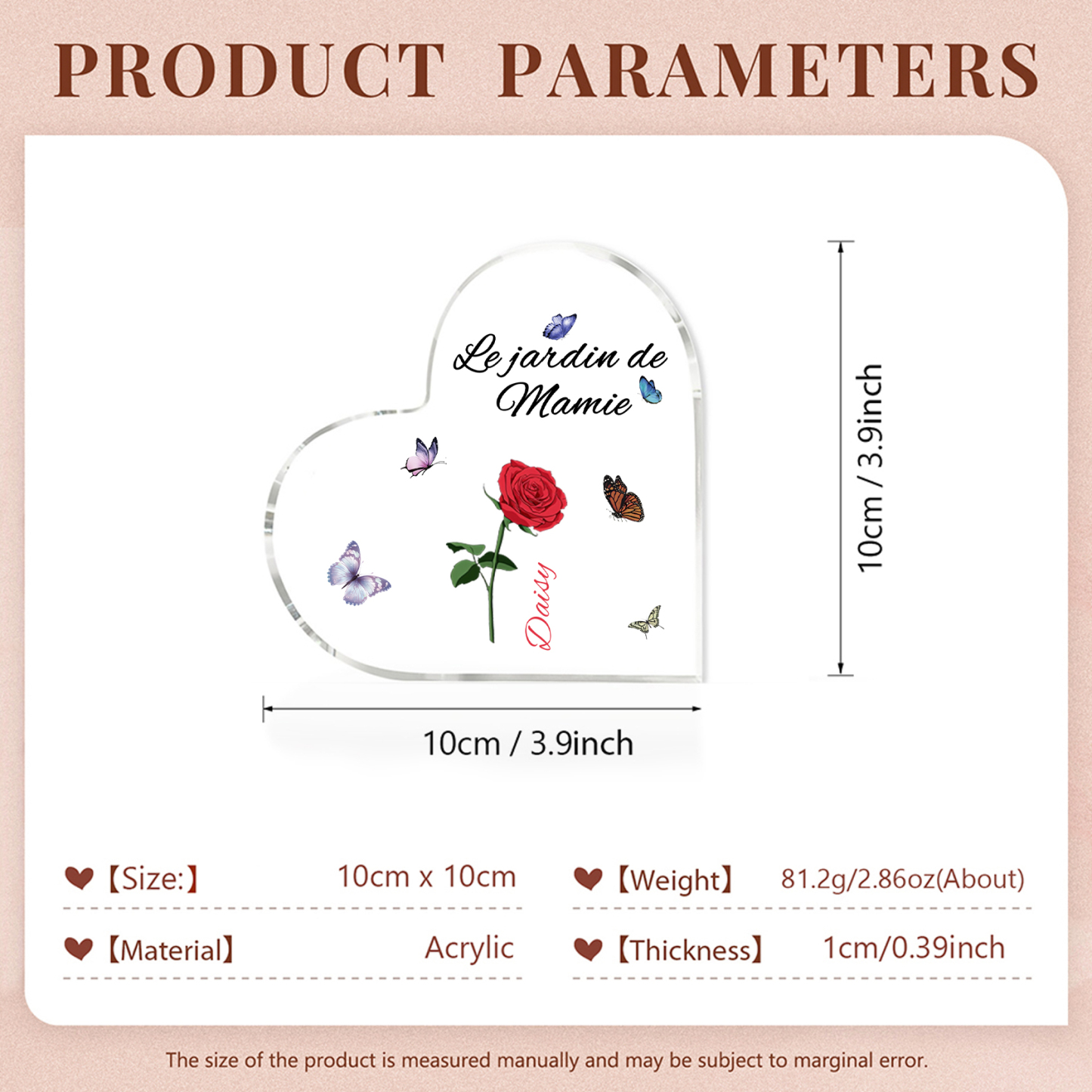 Plaque Acrylique Fleur Le jardin de Mamie 1 Prénom Personnalisé avec texte Cadeau pour mamie | Jessemade