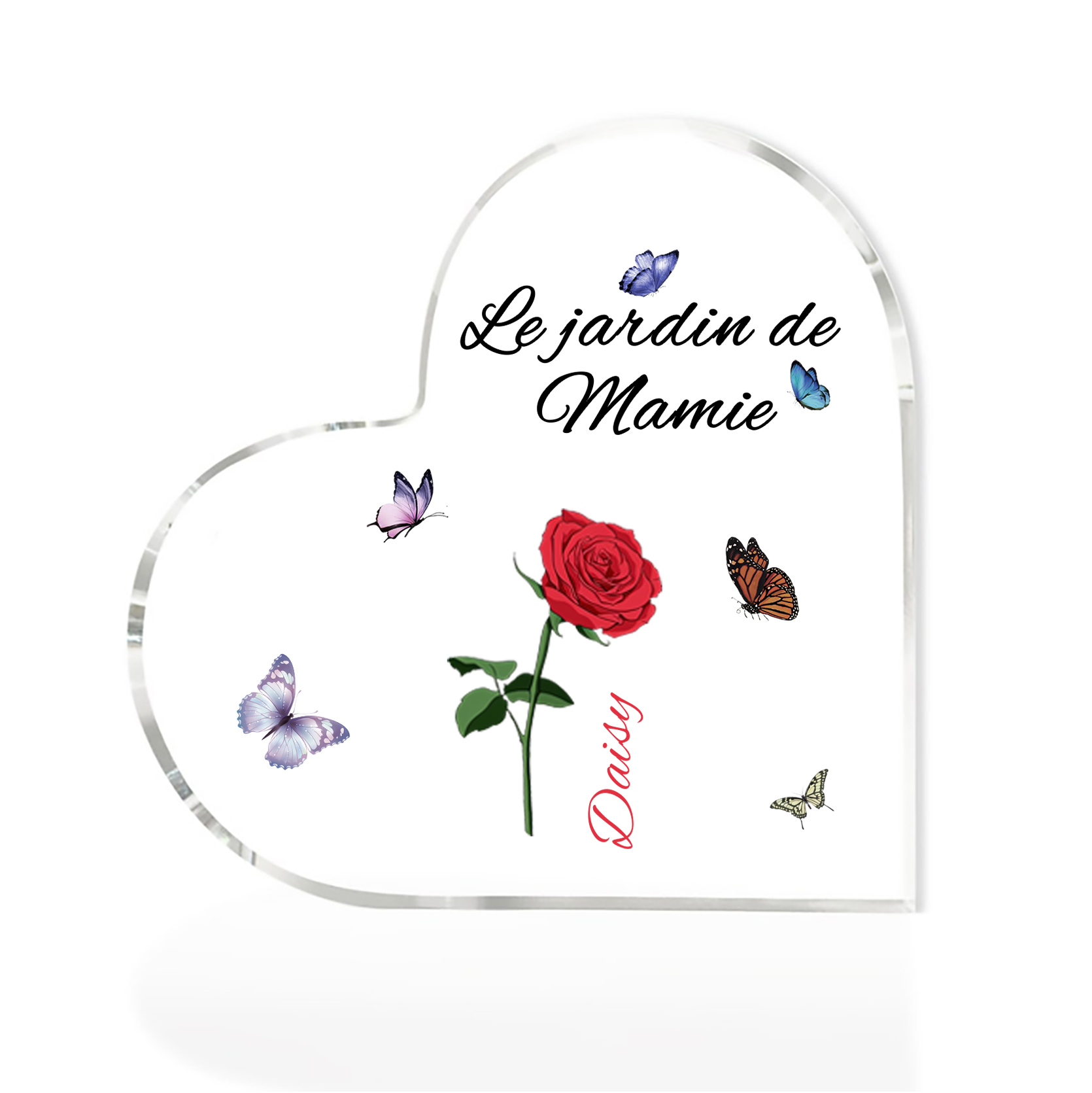 Plaque Acrylique Fleur Le jardin de Mamie1 Prénoms Personnalisés avec texte Cadeau pour mamie | Jessemade