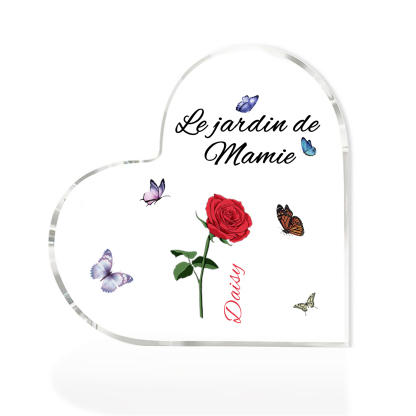 Plaque Acrylique Fleur Le jardin de Mamie1 Prénoms Personnalisés avec texte Cadeau pour mamie | Jessemade