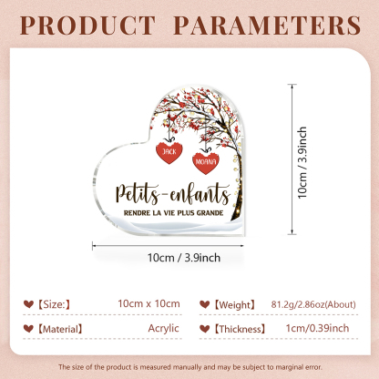 Plaque Acrylique arbre de la famille 2 Prénoms Personnalisés avec texte Cadeau pour famille | Jessemade