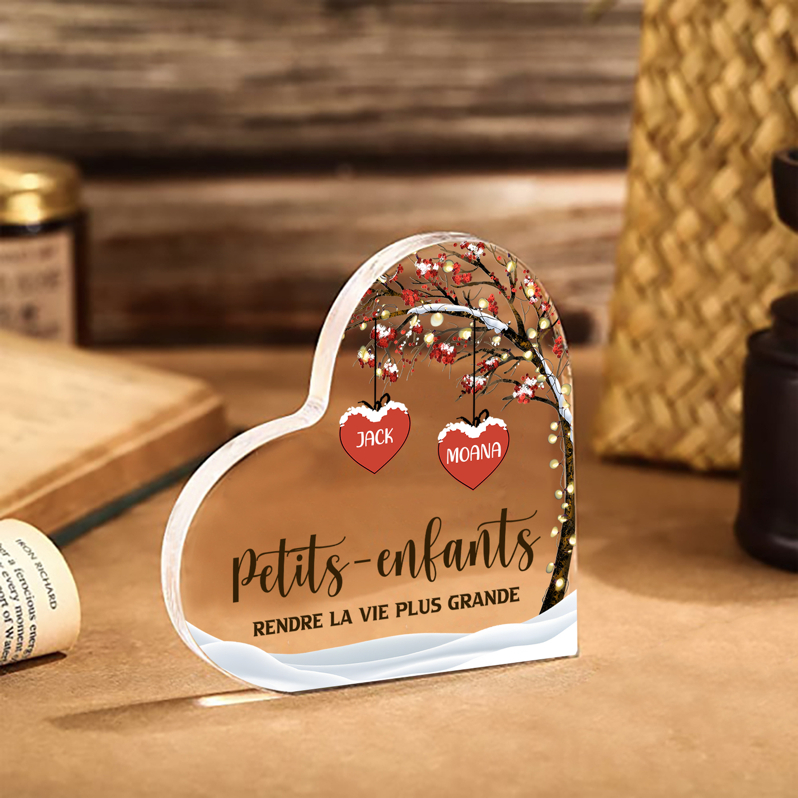 Plaque Acrylique arbre de la famille 2 Prénoms Personnalisés avec texte Cadeau pour famille | Jessemade