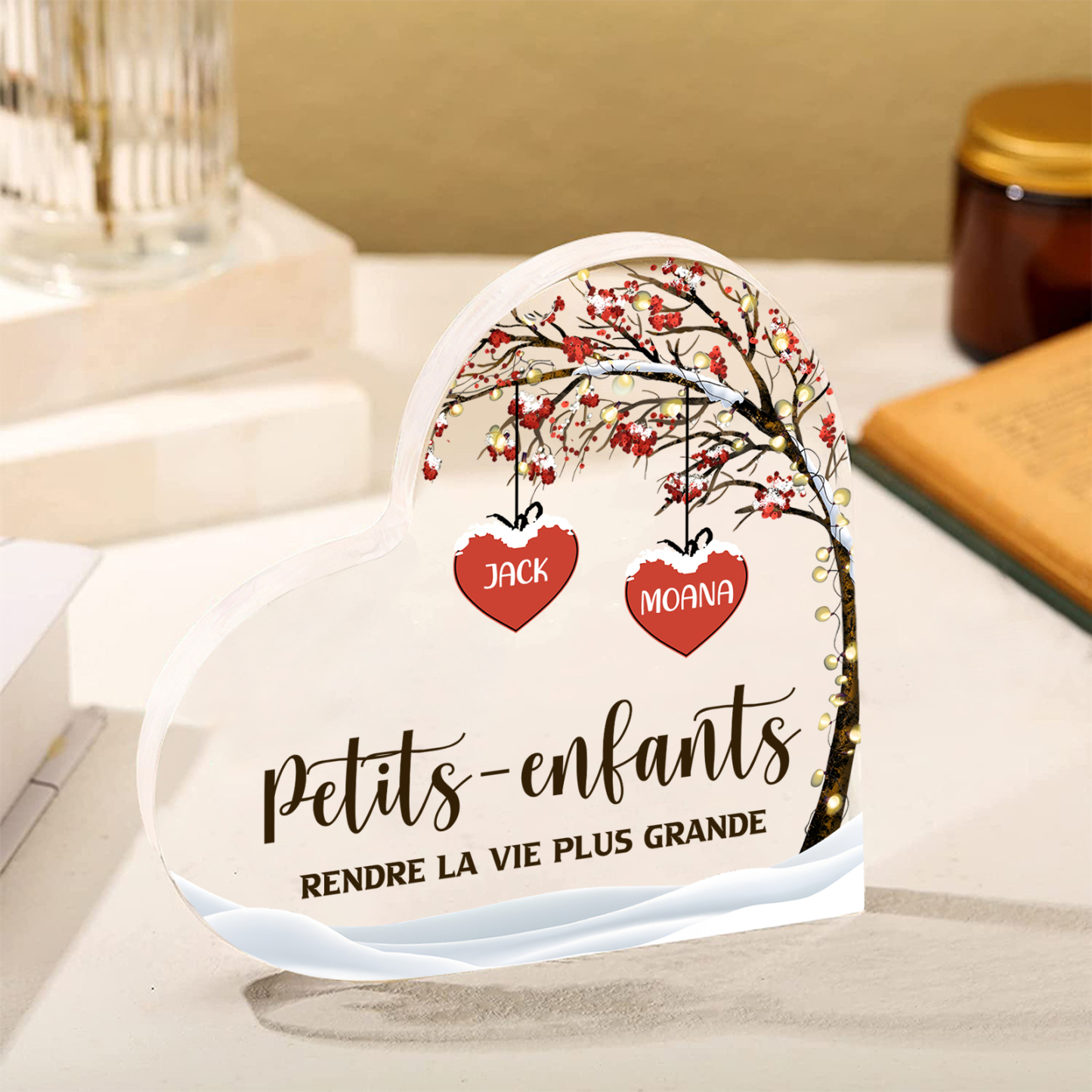 Plaque Acrylique arbre de la famille 2 Prénoms Personnalisés avec texte Cadeau pour famille | Jessemade