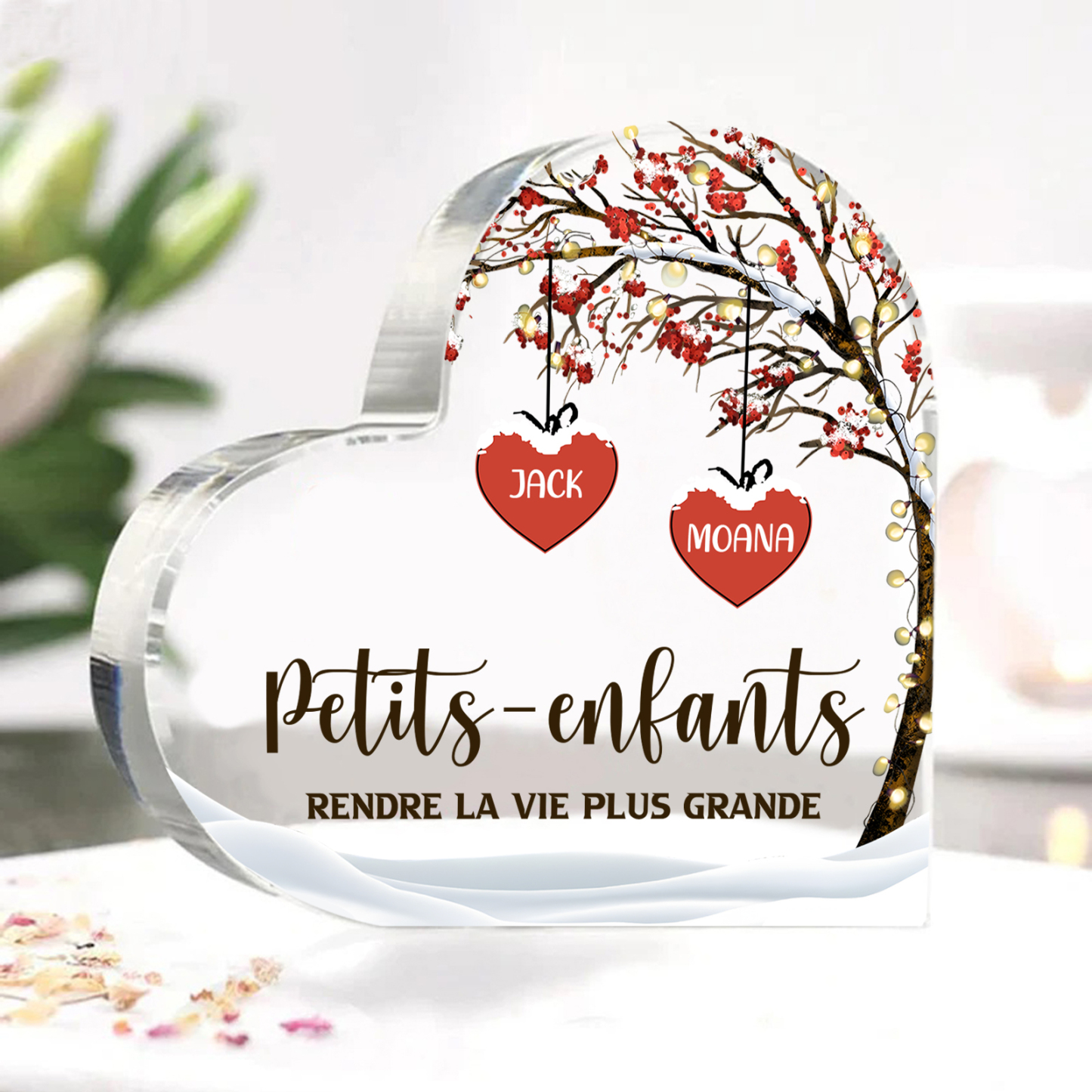 Plaque Acrylique arbre de la famille 2 Prénoms Personnalisés avec texte Cadeau pour famille | Jessemade