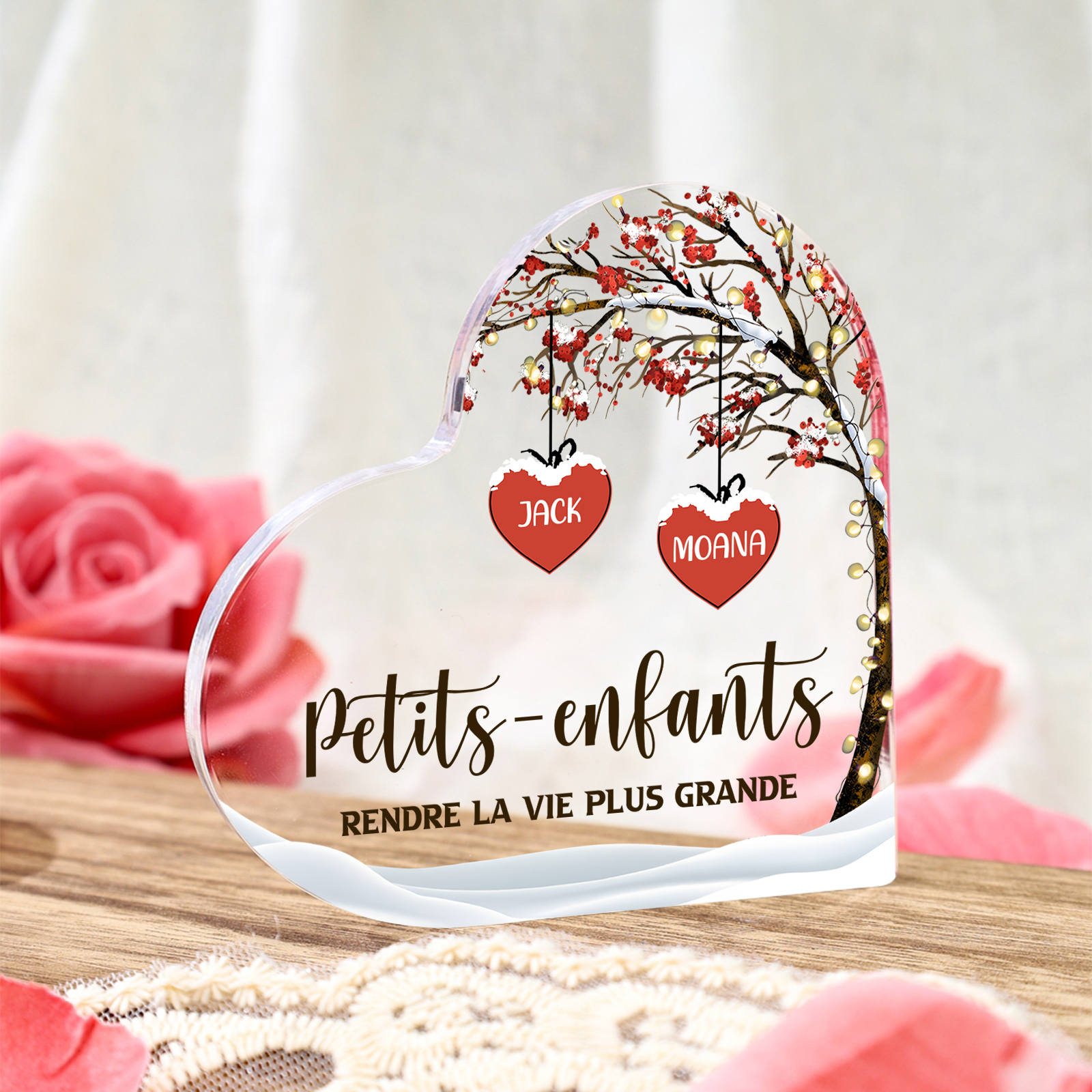 Plaque Acrylique arbre de la famille 2 Prénoms Personnalisés avec texte Cadeau pour famille | Jessemade