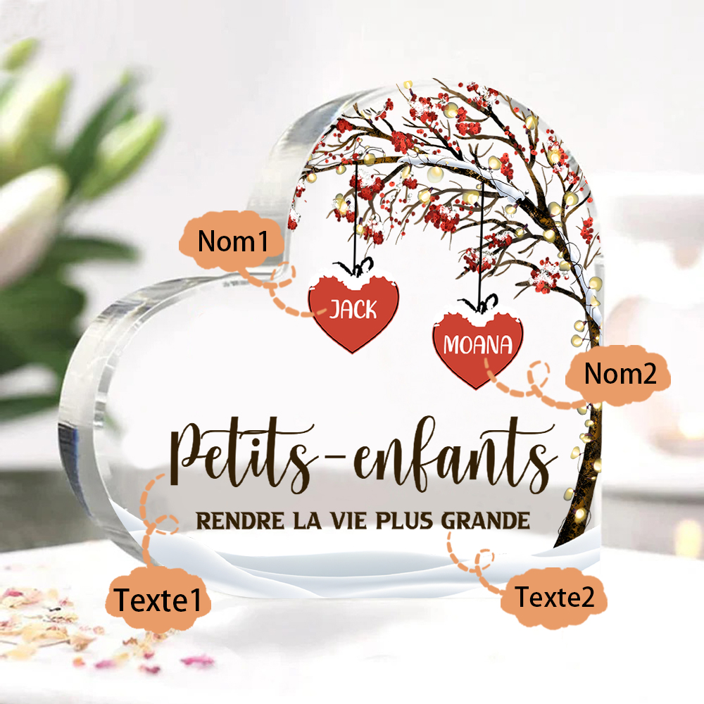 Plaque Acrylique arbre de la famille 2 Prénoms Personnalisés avec texte Cadeau pour famille | Jessemade