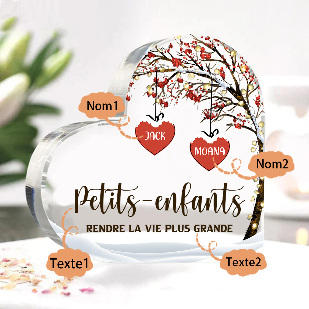 Plaque Acrylique arbre de la famille 2 Prénoms Personnalisés avec texte Cadeau pour famille | Jessemade