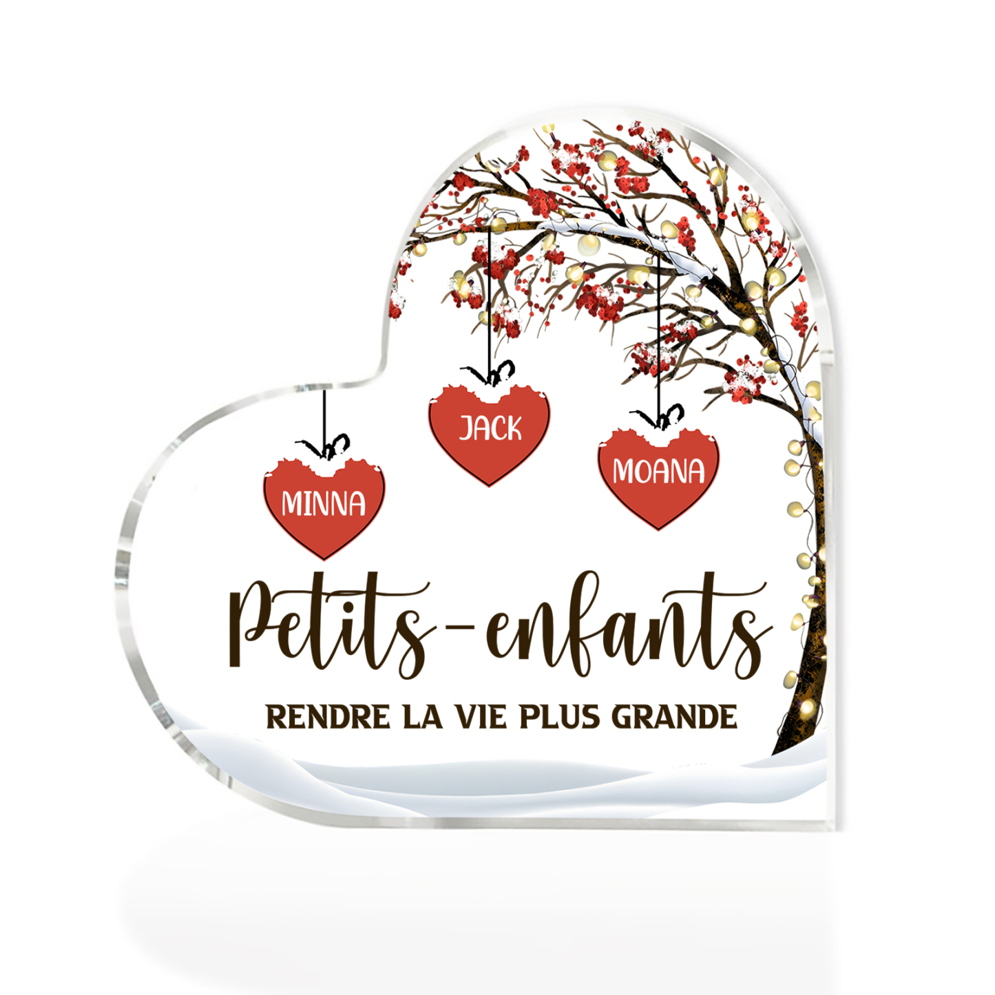 Plaque Acrylique arbre de la famille 3 Prénoms Personnalisés avec texte Cadeau pour famille | Jessemade