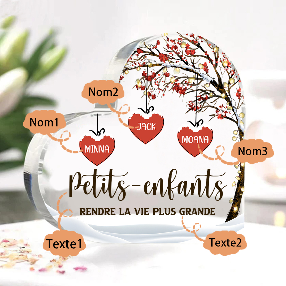 Plaque Acrylique arbre de la famille 3 Prénoms Personnalisés avec texte Cadeau pour famille | Jessemade