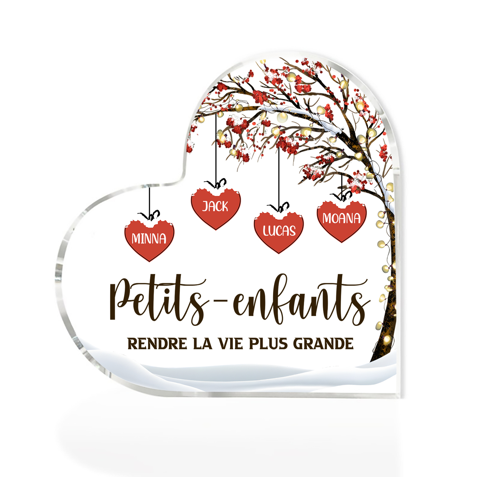 Plaque Acrylique arbre de la famille 4 Prénoms Personnalisés avec texte Cadeau pour famille | Jessemade