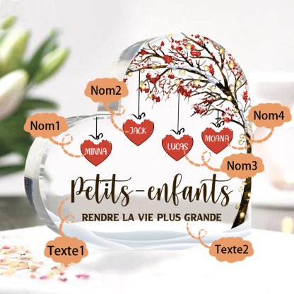 Plaque Acrylique arbre de la famille 4 Prénoms Personnalisés avec texte Cadeau pour famille | Jessemade