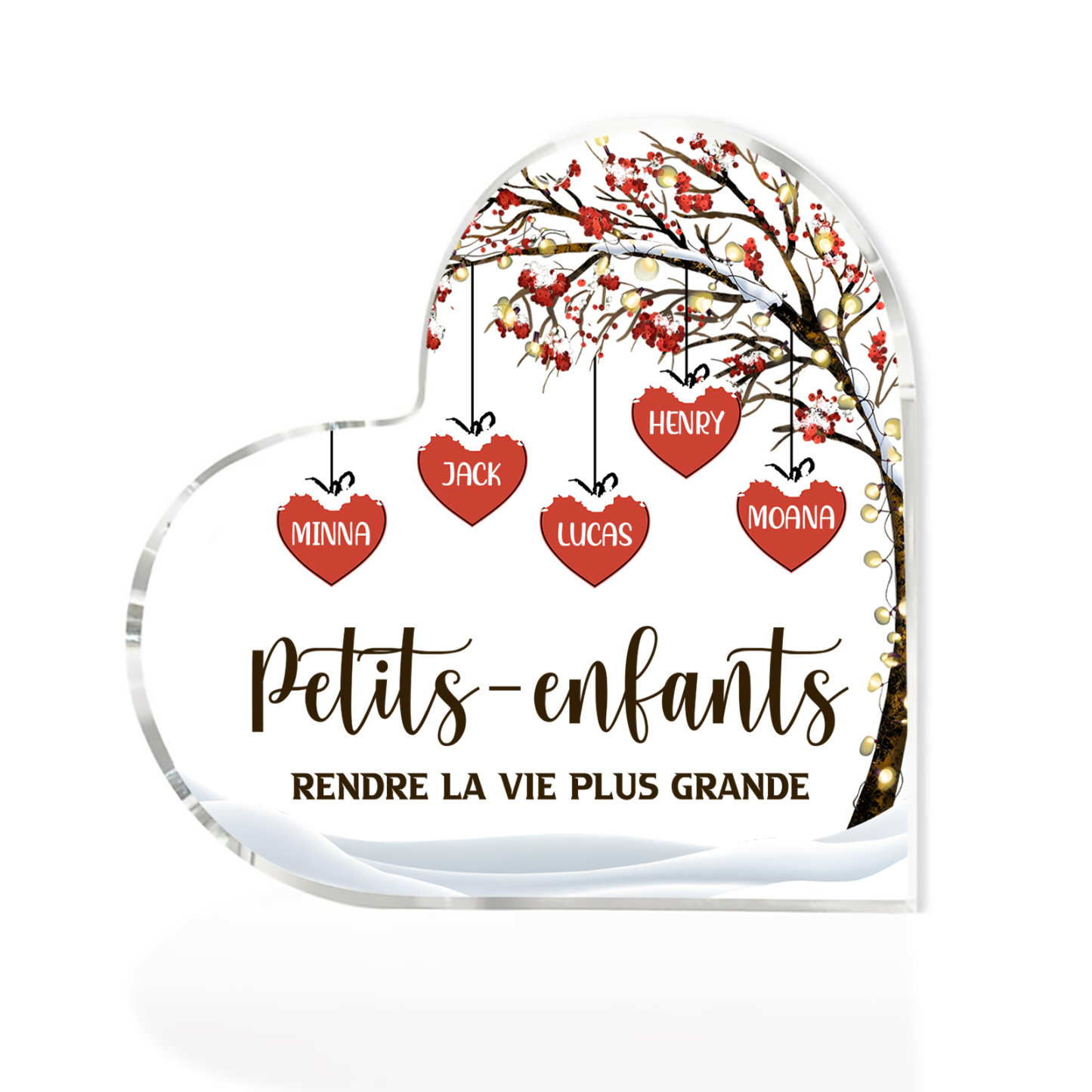 Plaque Acrylique arbre de la famille 5 Prénoms Personnalisés avec texte Cadeau pour famille | Jessemade