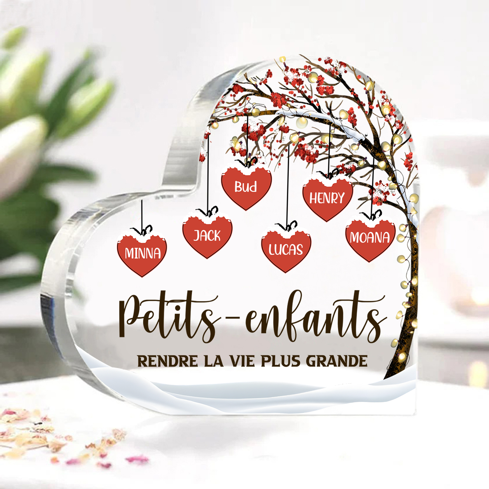 Plaque Acrylique arbre de la famille 6 Prénoms Personnalisés avec texte Cadeau pour famille | Jessemade