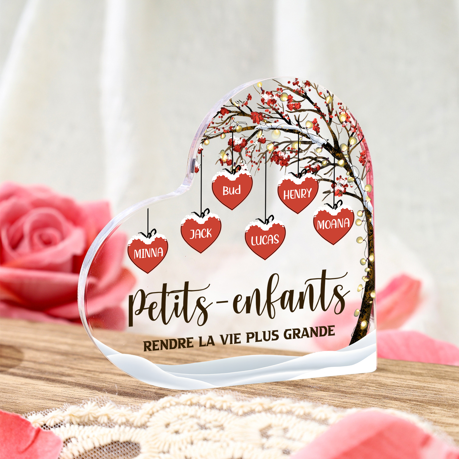Plaque Acrylique arbre de la famille 6 Prénoms Personnalisés avec texte Cadeau pour famille | Jessemade