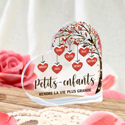 Plaque Acrylique arbre de la famille 7 Prénoms Personnalisés avec texte Cadeau pour famille | Jessemade