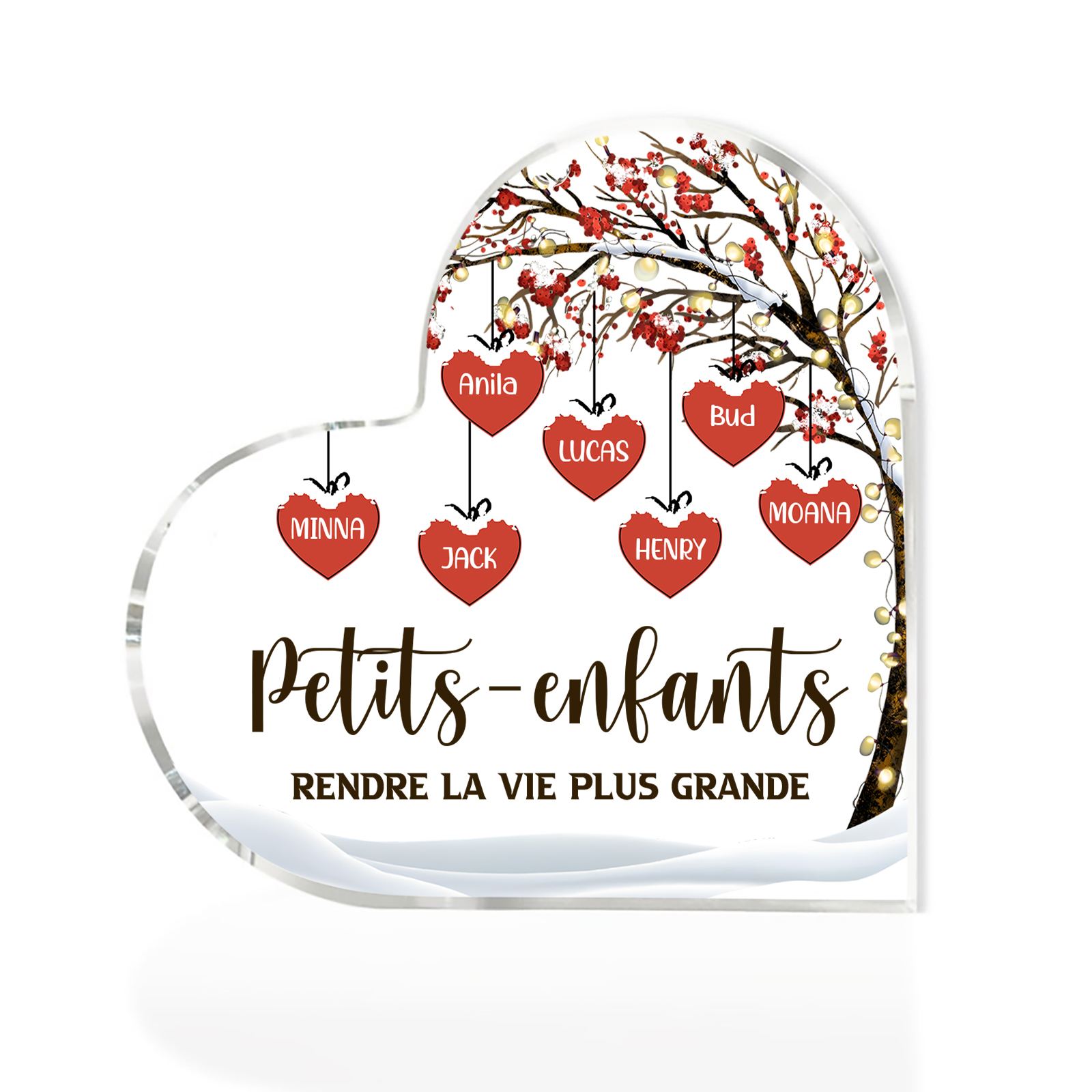 Plaque Acrylique arbre de la famille 7 Prénoms Personnalisés avec texte Cadeau pour famille | Jessemade