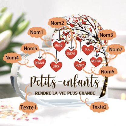 Plaque Acrylique arbre de la famille 7 Prénoms Personnalisés avec texte Cadeau pour famille | Jessemade