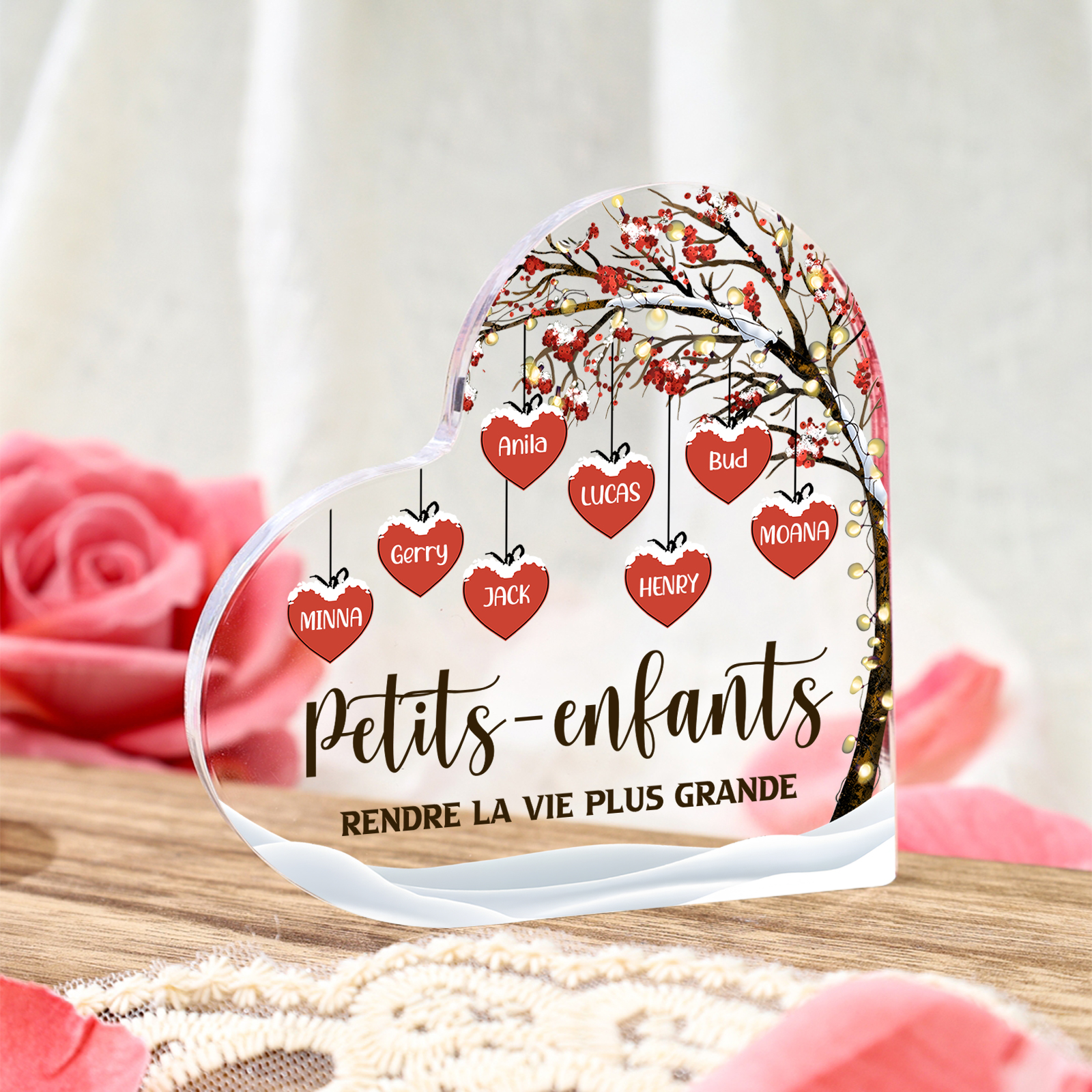 Plaque Acrylique arbre de la famille 8 Prénoms Personnalisés avec texte Cadeau pour famille | Jessemade