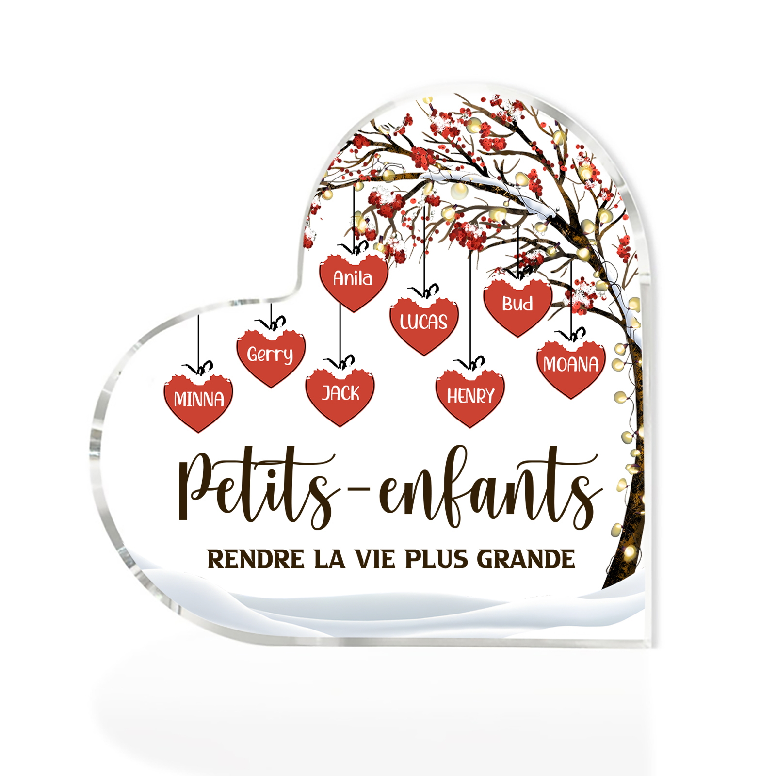 Plaque Acrylique arbre de la famille 8 Prénoms Personnalisés avec texte Cadeau pour famille | Jessemade