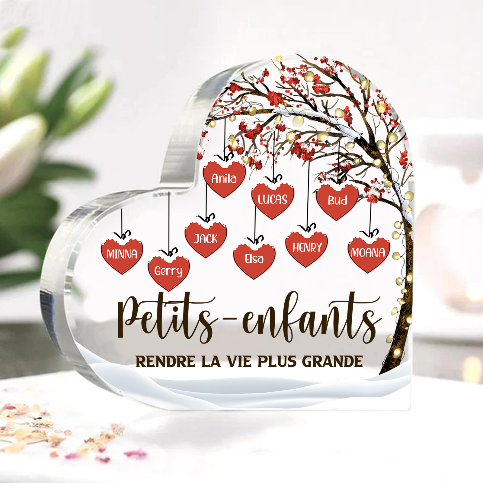 Plaque Acrylique arbre de la famille 9 Prénoms Personnalisés avec texte Cadeau pour famille | Jessemade