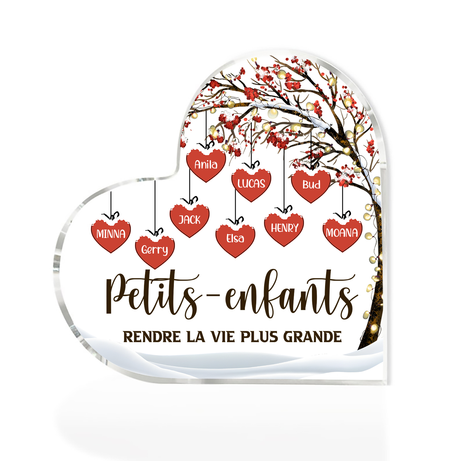 Plaque Acrylique arbre de la famille 9 Prénoms Personnalisés avec texte Cadeau pour famille | Jessemade