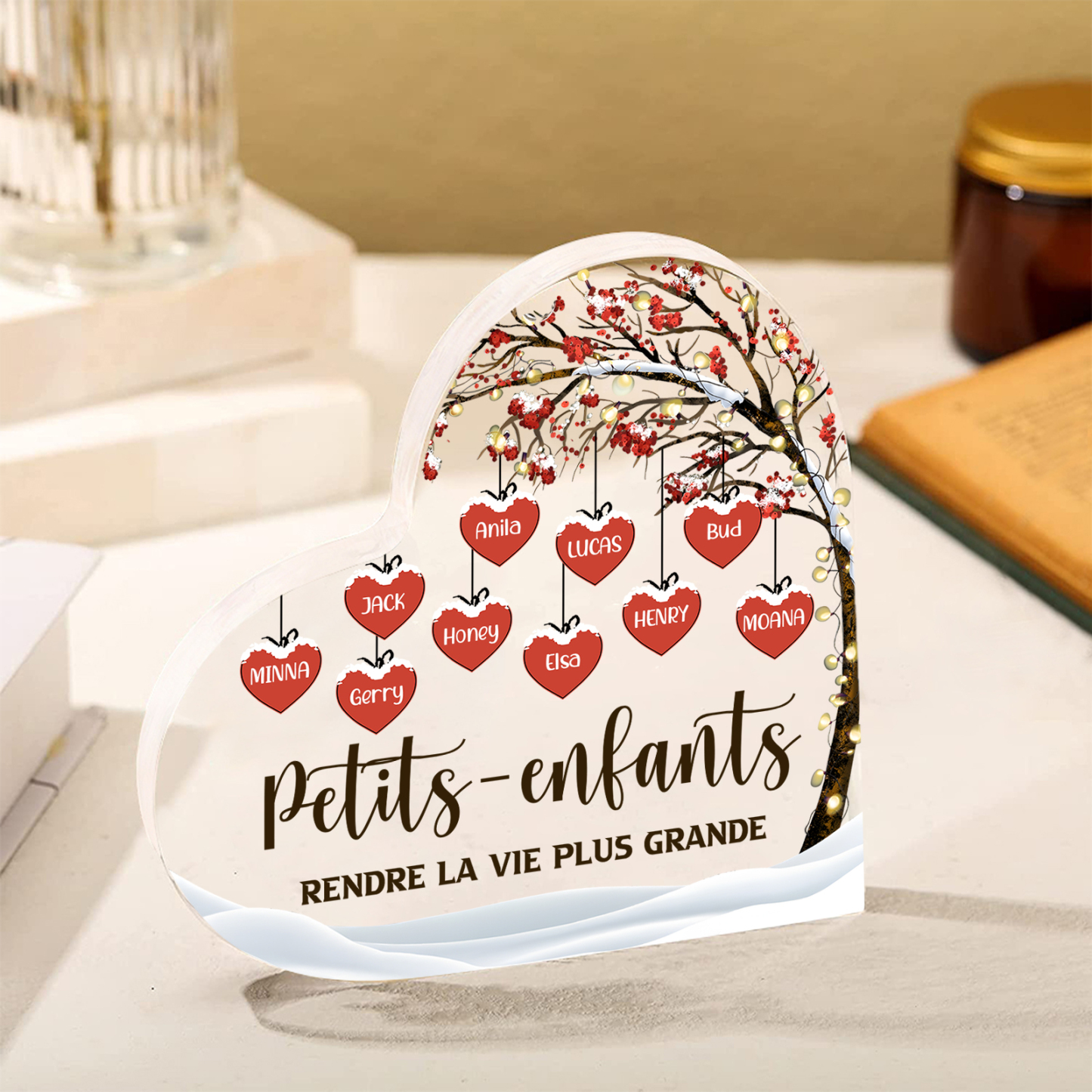 Plaque Acrylique arbre de la famille 10 Prénoms Personnalisés avec texte Cadeau pour famille | Jessemade