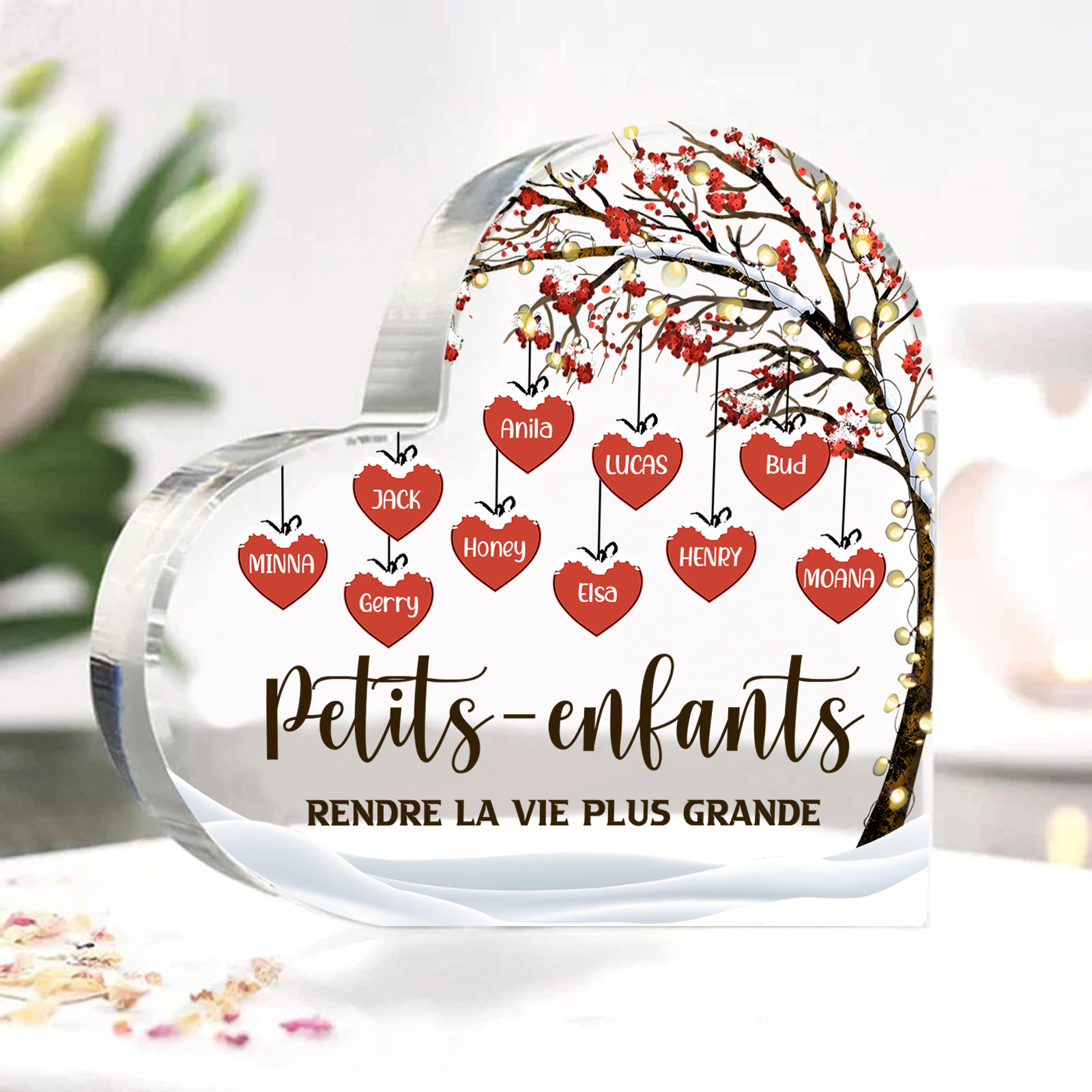 Plaque Acrylique arbre de la famille 10 Prénoms Personnalisés avec texte Cadeau pour famille | Jessemade