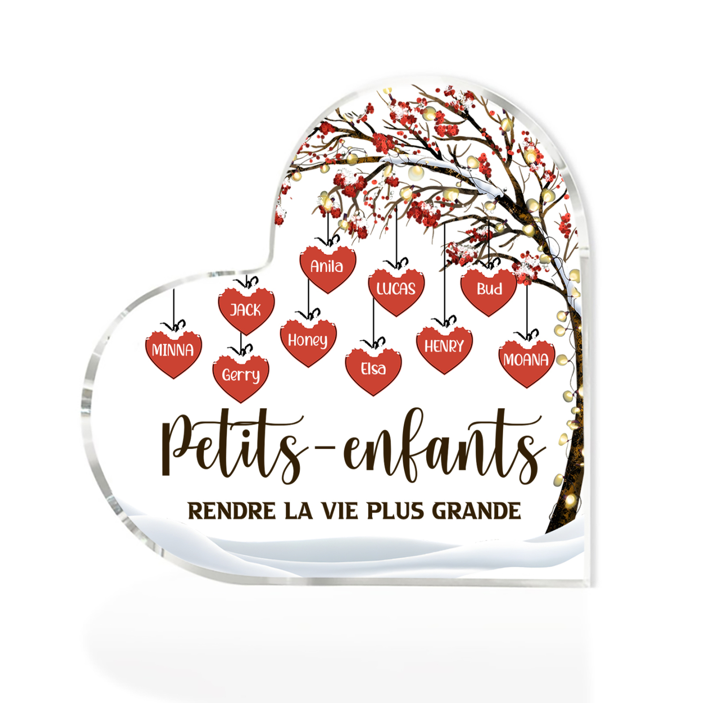 Plaque Acrylique arbre de la famille 10 Prénoms Personnalisés avec texte Cadeau pour famille | Jessemade
