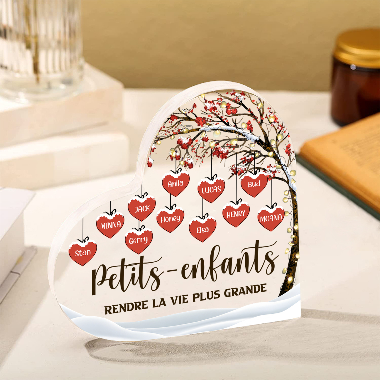 Plaque Acrylique arbre de la famille 11 Prénoms Personnalisés avec texte Cadeau pour famille | Jessemade